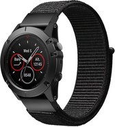 Strap-it Nylon Quickfit smartwatch bandje - geschikt voor Garmin Fenix 5s (Plus) / Fenix 6s (Pro) / Fenix 7s (Pro - Solar - Sapphire) - zwart