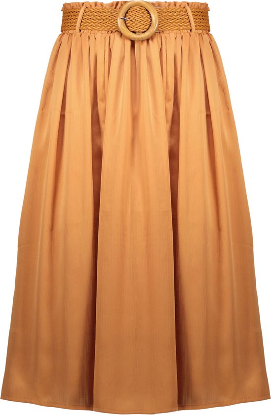 NoBell meiden lange rok Nanu met gevlochten grote riem Hazelnut