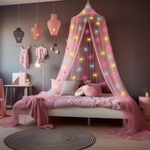Roze Klamboe met Glow in the Dark Eenhoorns - Hemelbed voor Kinderkamer of Volwassenen - Eenhoorn Sluier, Hemeltje en Bedtent - Baby Muggennet Bedhemel Decoratie