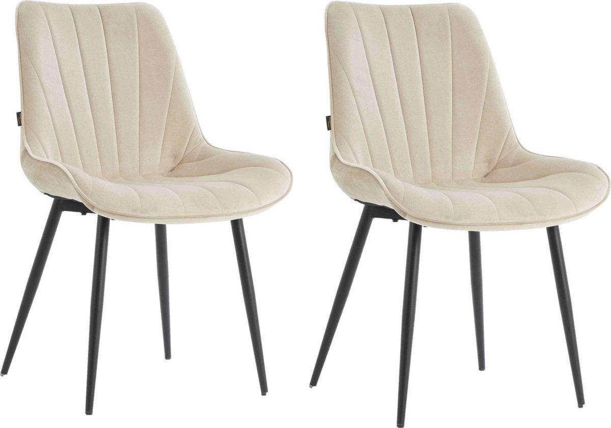 Colenis® - Lesedi Eetkamerstoel - Set Van 2 - Beige - Velvet