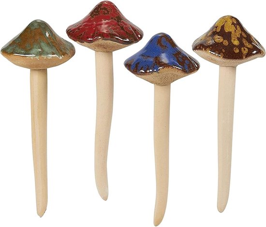 Champignons De Jardin Colorés,Jardin De Fées Toadstool à Champignons En Céramique 4 Couleurs 6 Pièces Pots De Décoration Poterie Ornement Pour Bricolage Dollhouse Potting Shed Flowerpot Plants