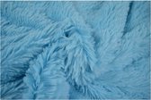 30 meter bont stof - Langharig - Aqua blauw - Pluche stof op rol