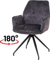 Nuvolix velvet eetkamerstoel met armleuning "Madrid" - 180° draaibaar - stoel met armleuningen - eetkamerstoel - velvet stoel - grijs