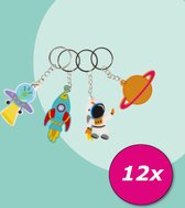 Tuf-Tuf Uitdeelcadeaus 12 STUKS Ruimte Sleutelhangers - Traktatie Uitdeelcadeautjes voor kinderen - Klein Speelgoed