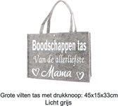Vilten Boodschappen - Shopper -Tas voor Mama - Moeder  - Verjaardag - Geschenk - Gepersonaliseerd Cadeau - Moederdag Kleur grijs