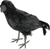 Halloween Horror/Halloween raaf/kraai vogel - zwart - 32 cm - Halloween/horror decoratie/versiering - Enge vogel decoratie
