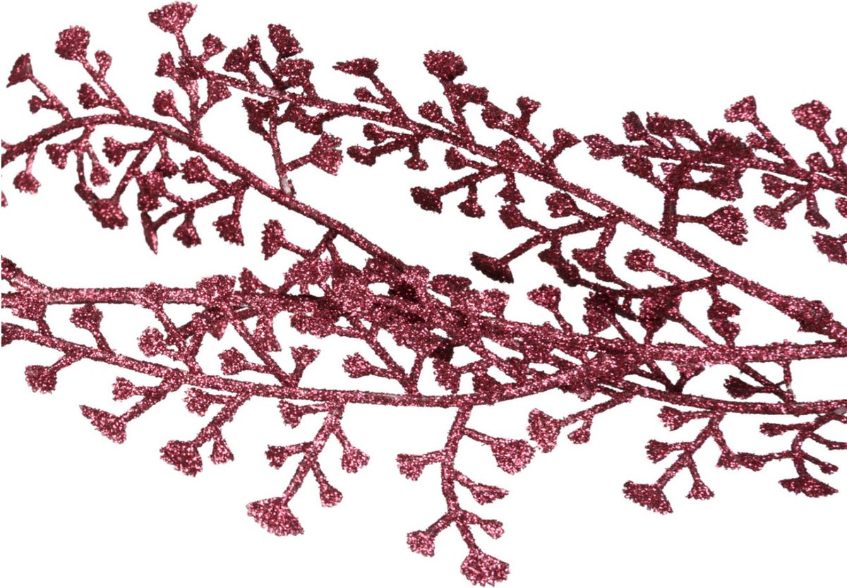 Cosy & Trendy Kerstslinger - met takken - bordeaux rood - 180 cm - glitter - kerstboom guirlande - slinger – foto 2