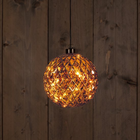 Verlichte Bol LED Hangend - Warm Wit - Zwart - 384 Led Lampjes IP44 Met Timer D30cm Luca Lighting