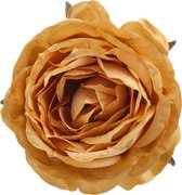 Cosy and Trendy decoratie bloem roos - op clip - goud - 9 cm - kunststof