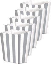 Amscan Récipients à pop-corn/bonbons - 20x - rayé argenté - karton - 6 x 13 x 4 cm - récipients de distribution de fête
