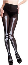 Halloween/horror skeletten thema print verkleed panty - zwart - dames - one size
