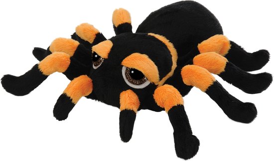 Suki gifts Pluche knuffel spin - tarantula - zwart/oranje - 33 cm - speelgoed