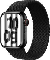 Braided Nylon Solo Loop Zwart band maat L - Geschikt voor Apple Watch 42mm - 44mm - 45mm - 49mm - Verstelbare stretchy elastische gevlochten smartwatchband armband zonder gesp - Voor iWatch Series Ultra/9/8/7/6/SE/5/4/3/2/1 grote modellen