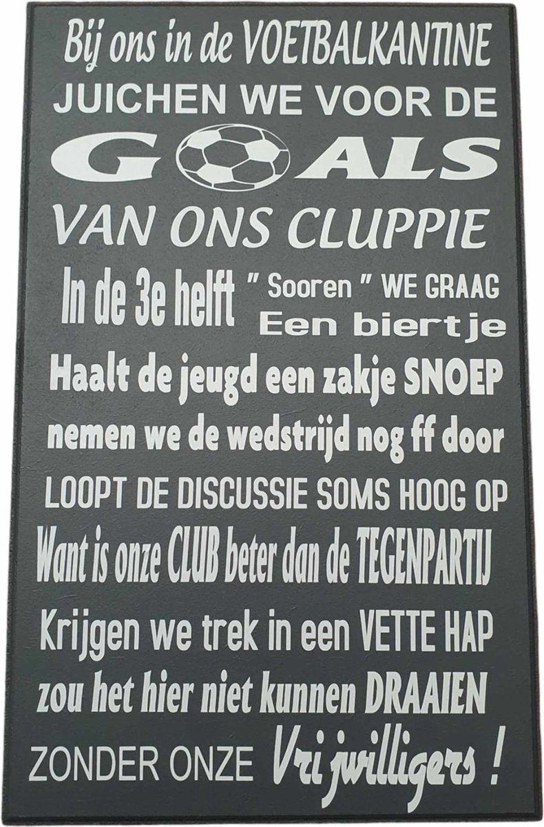 Tekstbord voetbal kantine - sport - goals - wedstrijd