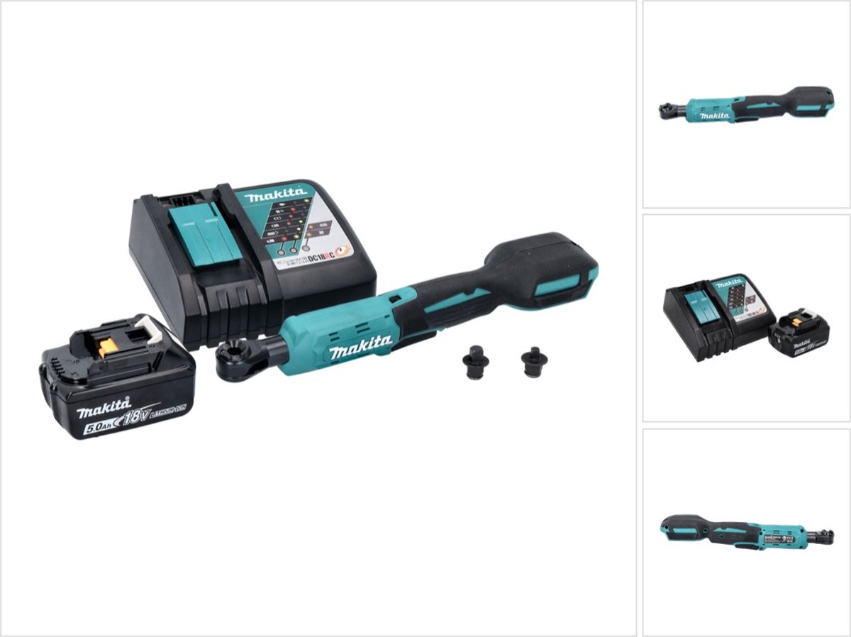 Makita DWR 180 RT1 accu-ratelsleutel 18 V 47,5 Nm 1/4" 3/8" + 1x accu 5,0 Ah + oplader