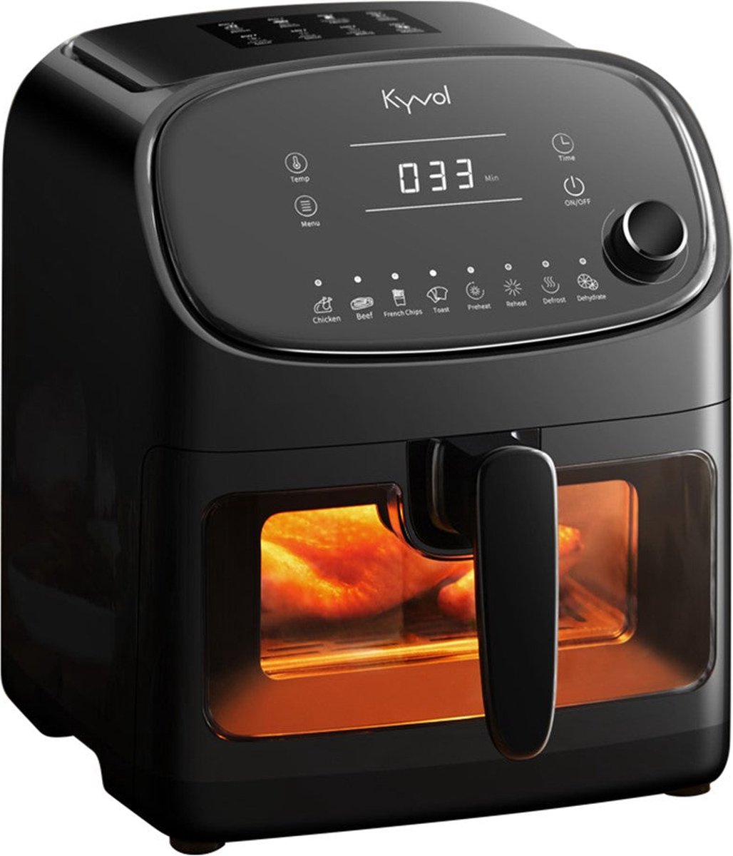 Kyvol Epichef AF60 Airfryer | Luchtfriteuse | Handig kijkvenster | Grote capaciteit van 6QT voor een hele kip | Keramisch gecoate mand | 360° snelle warmtecirculatie | 60+ recepten inbegrepen