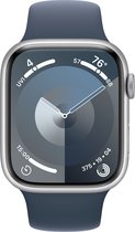 Bol.com Apple Watch Series 9 - 45mm - Silver Aluminium Case with Storm Blue Sport Band - M/L aanbieding