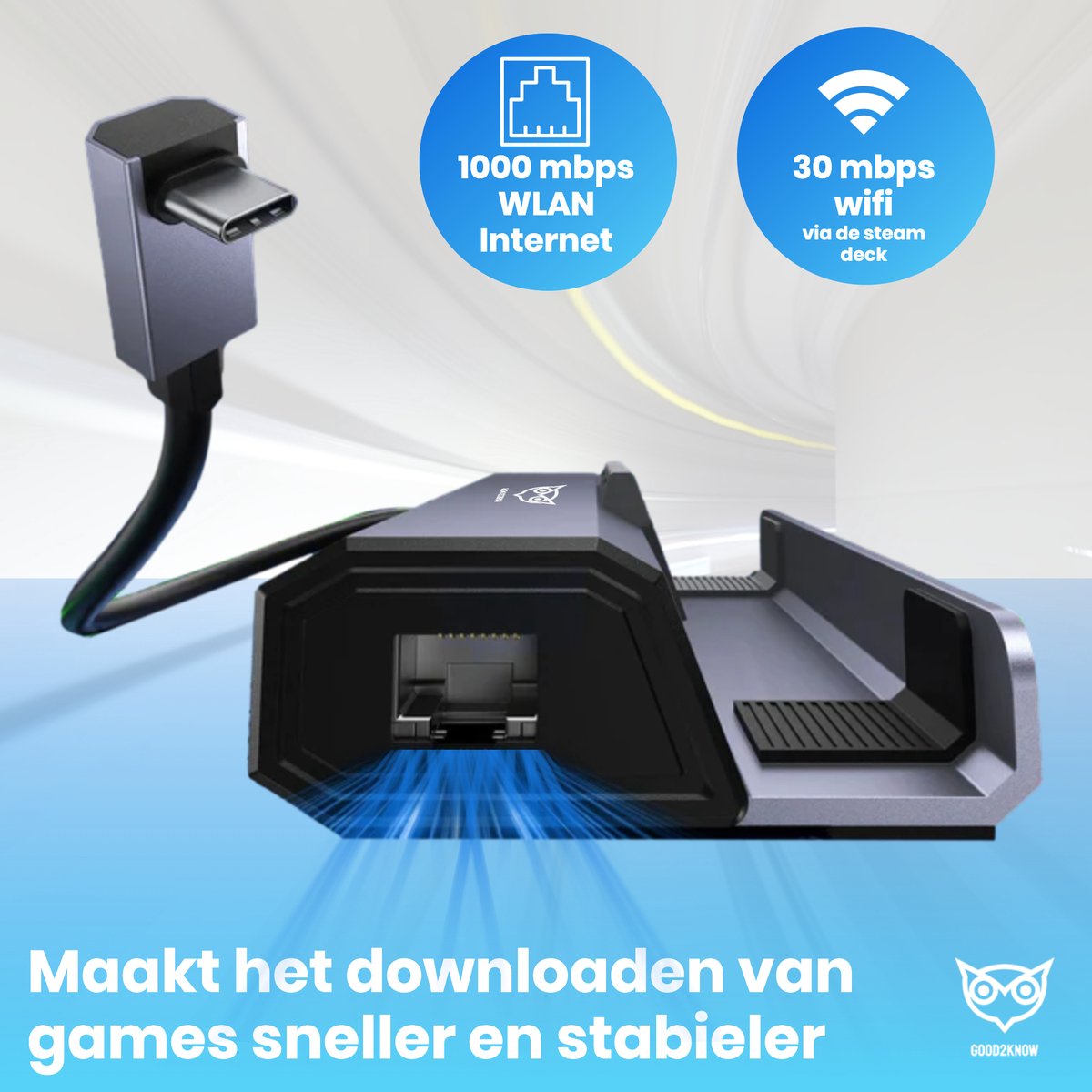 Good2know Steam Deck Dock - 4k hdmi - Met display poort thumbnail 4