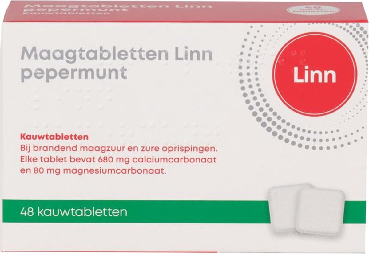 Linn Maagtabletten pepermunt 48 Kauwtabletten
