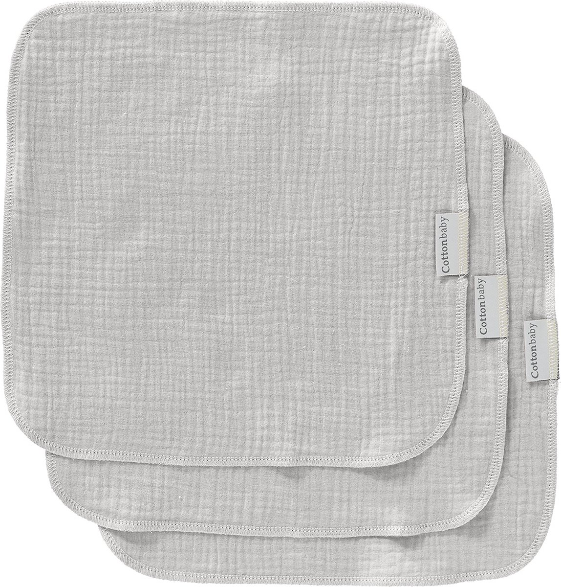 Goedkoopste Cottonbaby spuugdoekjes - lichtgrijs - per set van 3