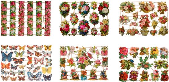 Poëzieplaatjes - 6 vellen - Vlinders, Bloemen en Insecten - 4 - Leuk voor o.a. Poëziealbum, bulletjournal, scrapbooking en het maken van kaarten