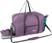 Sporttas met natte zak en schoenenvak, reisplunjezak voor dames en heren, lichtgewicht, A1-Paars, 35L