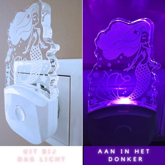 Fienosa Zeemeermin Nachtlampje Stopcontact - Nachtlamp - Nachtlampje baby - Nachtlampje Kinderen - Stekkerlamp - Dag en Nacht Sensor -Multi Colour