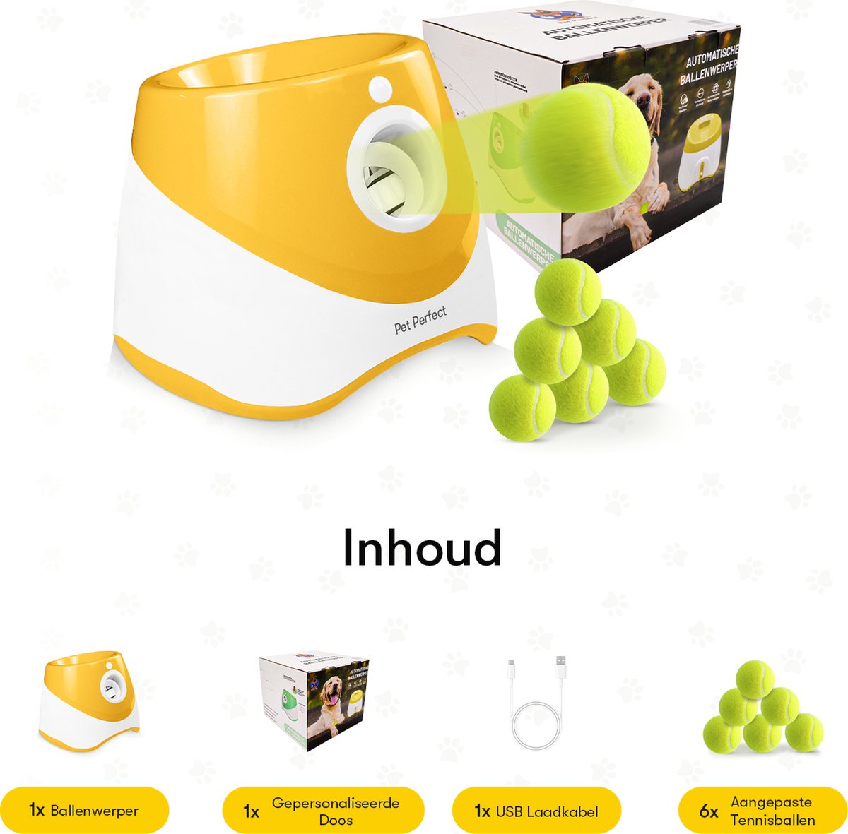 Pet Perfect Automatische Ballenwerper - Honden speelgoed - Ballenwerper voor Honden - Oplaadbaar - Incl. 6 ballen - Oranje thumbnail 7