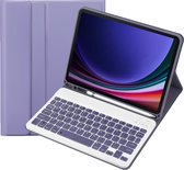 Case2go - Bluetooth Toetsenbord geschikt voor Samsung Galaxy Tab S9/S9 FE (2023) - Met stylus pen houder - QWERTY Keyboard case - Paars