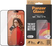 PanzerGlass - Screenprotector geschikt voor Apple iPhone 15 Pro Glazen | PanzerGlass Ultra-Wide Fit Screenprotector - Case Friendly + Installatie Frame - Zwart