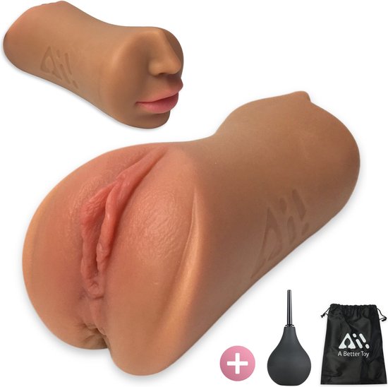 Aii Katana 3D Realistisch Masturbator + Gratis cleaning Bulb en Opbergtas - Masturbator voor man - Pocket Pussy - 3 in 1 Vagina, Anus en Mond - Sex toys voor mannen - Licht Getint