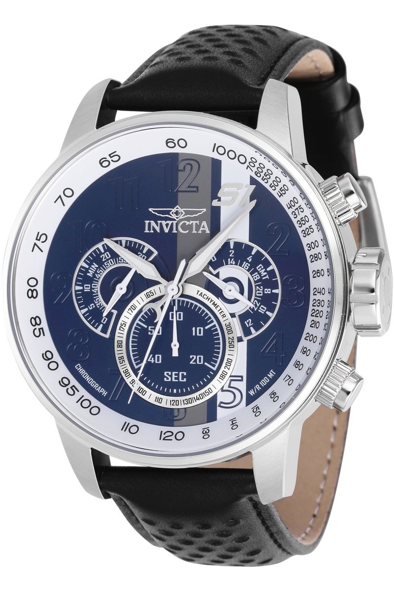 Invicta S1 Rally 39023 Heren Horloge - Waterdicht - Analoog - Quartz Uurwerk - Roestvrij Staal met blauwe Wijzerplaat - 48mm