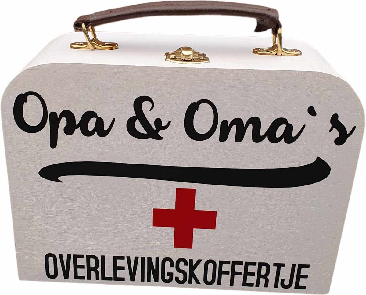Goedkoopste Houten overlevingskoffertje voor Opa en Oma - Baby - Kleuter - Geboorte - School - kraam cadeau - logeer koffer