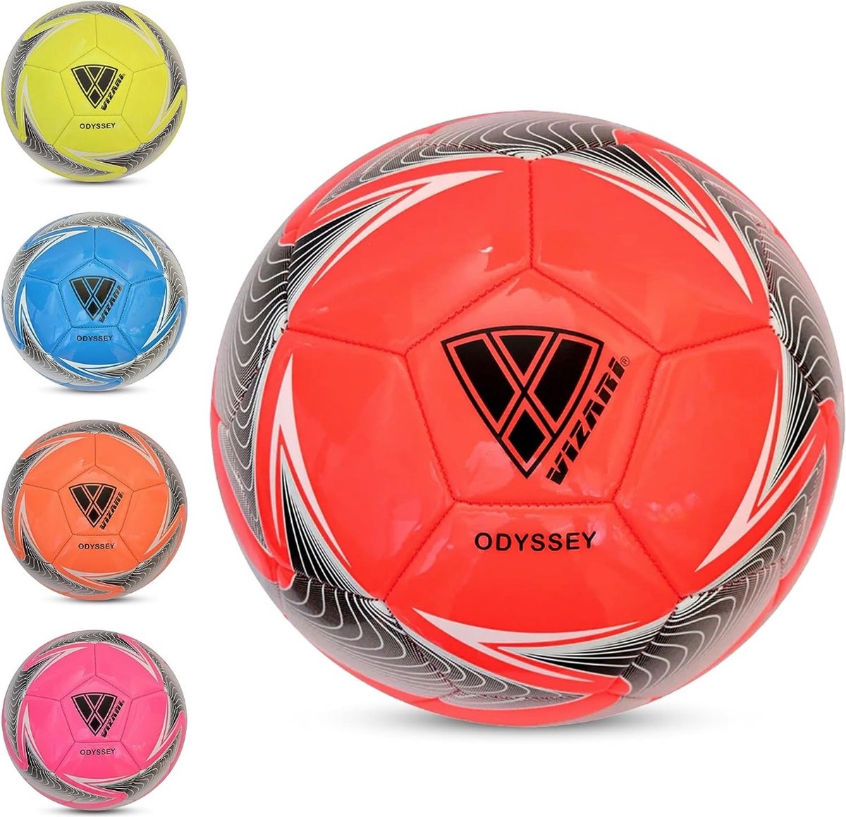 VIZARI ODYSSEY Voetbal | Rood | Maat 5 | Unieke Grafische Ontwerpen | Voetballen voor Kinderen & Volwassenen | Verkrijgbaar in 4 Kleuren