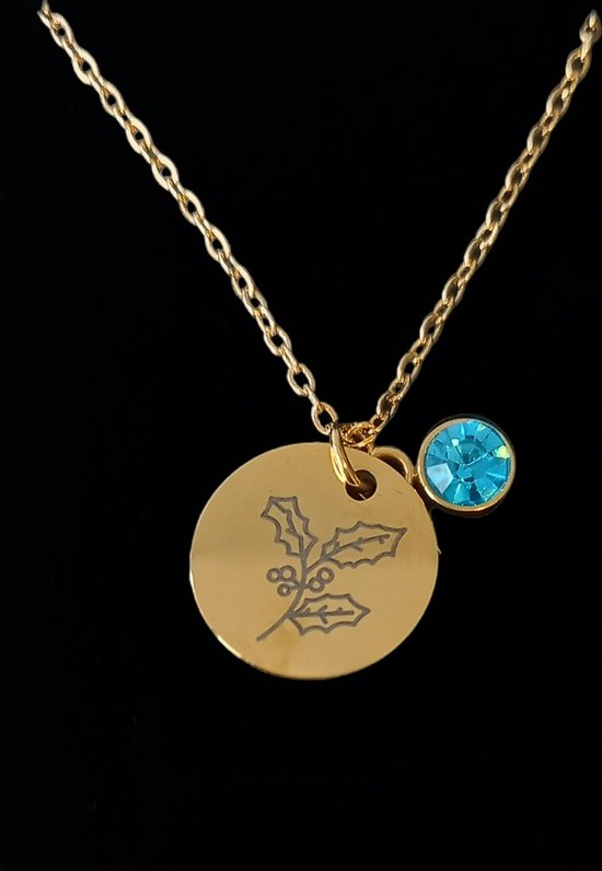 Rosey’s® - Geboortesteenketting december - Geboortesteenketting - Geboortesteen - met doosje - Birth stone - birth flower - - Gepersonaliseerde ketting - Babyshower - kraamcadeau - moederdag cadeau - geboortesteen ketting december van Rosey´s — afbeelding 2