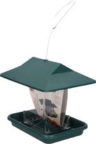 1x Tuinvogels hangende voeder silo/voederhuisje groen - 19 x 14 x 44 cm - Winter vogelvoer huisjes