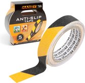 Handy - Anti Slip Strip Waarschuwingstape Zelfklevend - 5M x 2,5 CM - Zwart/Geel Antislip tape voor Trap, Vloer, Drempel - Waterproof - voor Binnen en Buiten