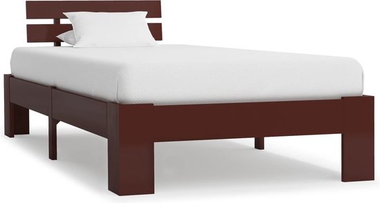 The Living Store Bedframe - Grenenhout - 100x200 cm - Donkerbruin