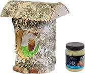Nichoir / mangeoire / maison à beurre de cacahuète bois de bouleau 27 cm y compris oiseau beurre de cacahuète - Mangeoire à oiseaux