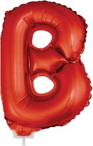 Ballon lettre B gonflable rouge sur bâton 41 cm