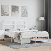 The Living Store Klassiek Bedframe - Metalen constructie - Metalen latten - Extra opbergruimte - Comfortabele ondersteuning - Wit - 207 x 156 x 100 cm