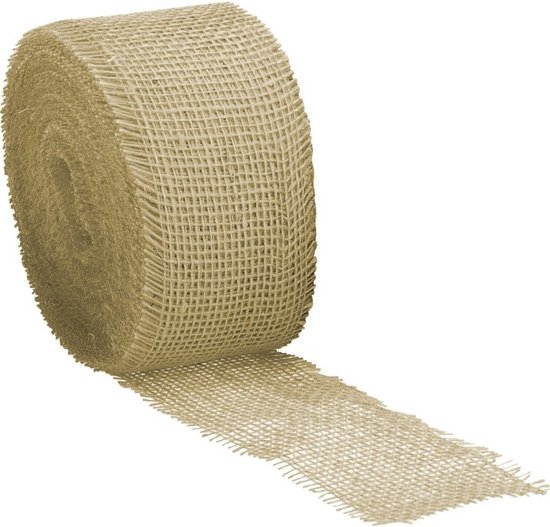 4 rollen jute lint, breedte 2,5/3/4/5 cm x 10 m, cadeaulint, naturel, decoratief voor geschenkverpakking, linnen lint, breed voor bruiloft, Kerstmis