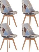 Set van 4 Stoelen - Eetkamerstoel - 4 Stuks - Eetkamerstoelen - Houten poten - 4 stoelen - Bruin - Printje