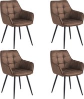 Bol.com Colenis® - Oriana Eetkamerstoel - Set van 4 - Bruin - Microvezel - Industrieel aanbieding