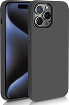 Zwart Hoesje Geschikt Voor iPhone 15 Pro Max - Zwarte Siliconen hoesje - TPU Back Cover Hoes - Zwart