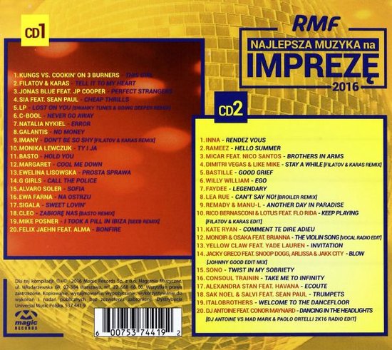 RMF FM Najlepsza Muzyka Na Imprezę 2016 [2CD] - Kungs