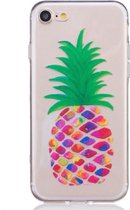 Shop4 - Geschikt voor iPhone SE (2022) / SE (2020) / 8 / 7 Hoesje - Zachte Back Case Gekleurde Ananas Transparant