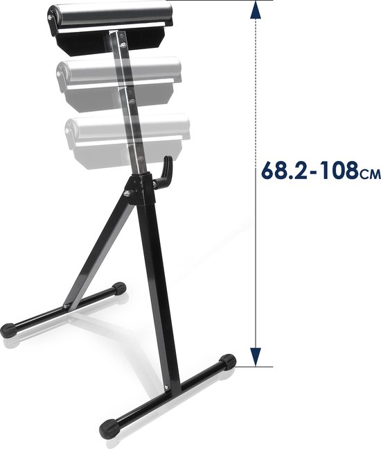 1x Rolbok 68-108cm verstelbaar rollensteun staal-Max. draagkracht 60kg-zwart van VONROC — afbeelding 4