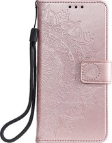 Shop4 - Geschikt voor Samsung Galaxy S21 Ultra Hoesje - Wallet Case Mandala Patroon Rosé Goud