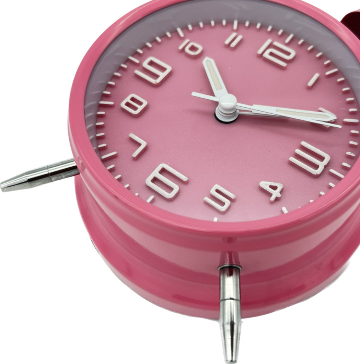 Retro wekker met alarm - Roze - werkt op batterij
